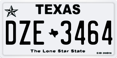 TX license plate DZE3464