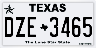 TX license plate DZE3465