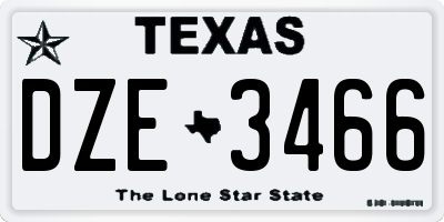 TX license plate DZE3466