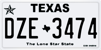TX license plate DZE3474