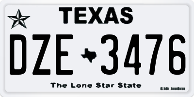 TX license plate DZE3476