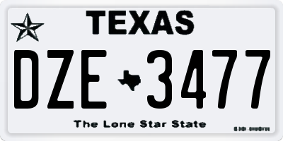 TX license plate DZE3477