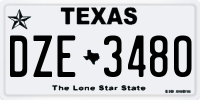 TX license plate DZE3480