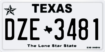 TX license plate DZE3481