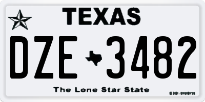 TX license plate DZE3482