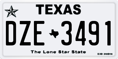 TX license plate DZE3491