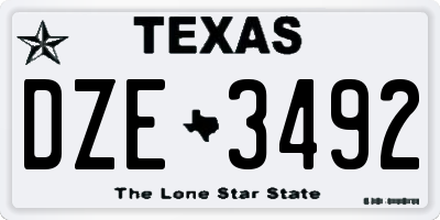 TX license plate DZE3492