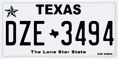 TX license plate DZE3494