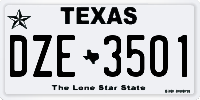 TX license plate DZE3501