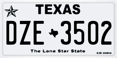 TX license plate DZE3502