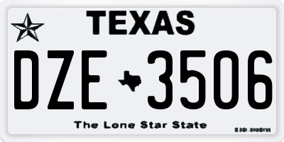 TX license plate DZE3506