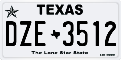 TX license plate DZE3512