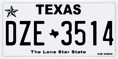 TX license plate DZE3514