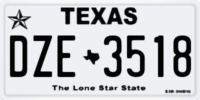 TX license plate DZE3518
