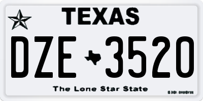 TX license plate DZE3520