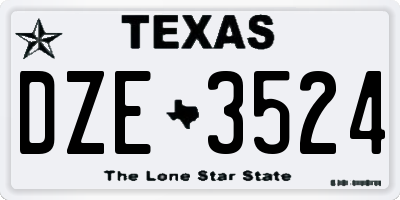 TX license plate DZE3524