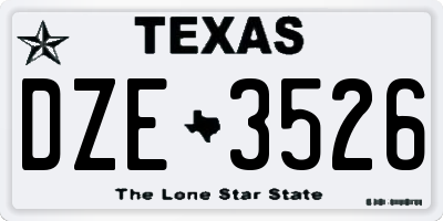 TX license plate DZE3526