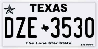 TX license plate DZE3530