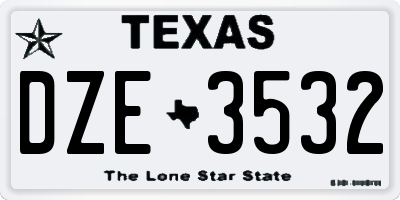 TX license plate DZE3532