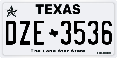 TX license plate DZE3536