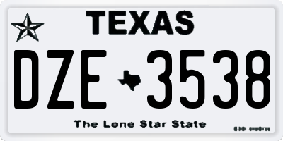 TX license plate DZE3538