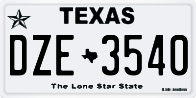 TX license plate DZE3540