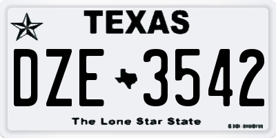 TX license plate DZE3542
