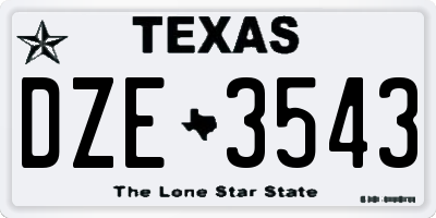 TX license plate DZE3543