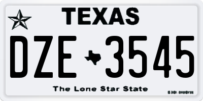 TX license plate DZE3545