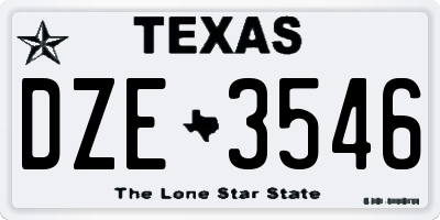TX license plate DZE3546