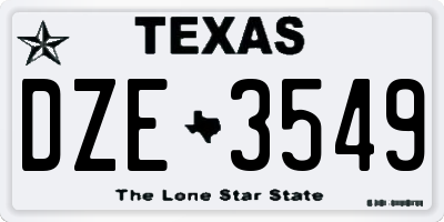 TX license plate DZE3549