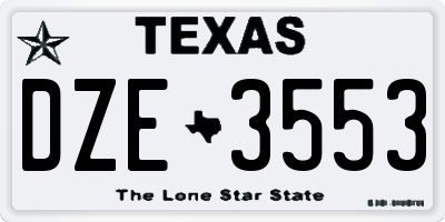 TX license plate DZE3553