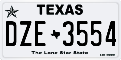 TX license plate DZE3554