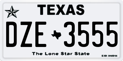 TX license plate DZE3555