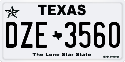TX license plate DZE3560