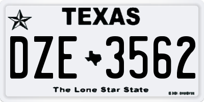 TX license plate DZE3562