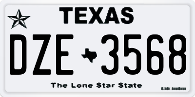 TX license plate DZE3568