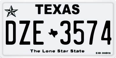 TX license plate DZE3574