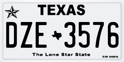 TX license plate DZE3576