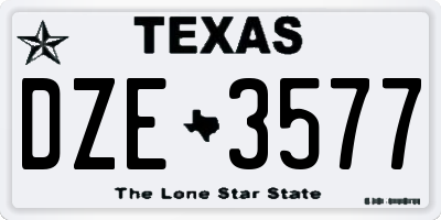 TX license plate DZE3577
