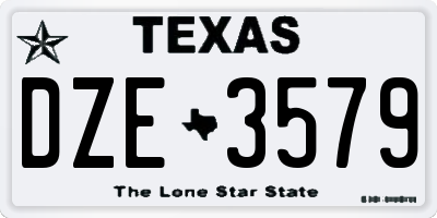 TX license plate DZE3579