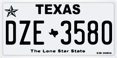 TX license plate DZE3580