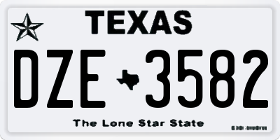 TX license plate DZE3582
