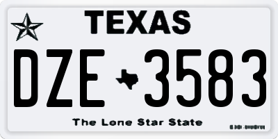 TX license plate DZE3583