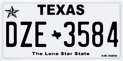 TX license plate DZE3584