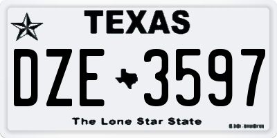 TX license plate DZE3597