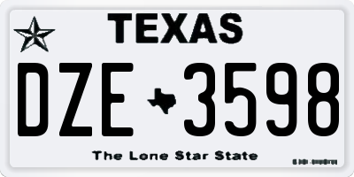 TX license plate DZE3598