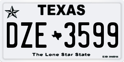 TX license plate DZE3599
