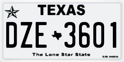 TX license plate DZE3601