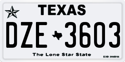 TX license plate DZE3603